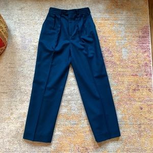 Yves Saint Laurent vintage Aquamarine wool pleated trouser pants